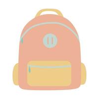 Pastell- Farbe Schule Rucksack. Pfirsich Schule liefert Vektor Illustration. zurück zu Schule süß dekorativ eben Stil Objekt isoliert auf Weiß Hintergrund. lehrreich Konzept. Kinder studieren Tasche