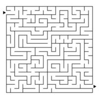 abstraktes komplexes quadratisches isoliertes Labyrinth. schwarze Farbe auf weißem Hintergrund. ein interessantes Spiel für Kinder und Erwachsene. einfache flache vektorillustration. vektor