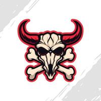 Stier Schädel Maskottchen Logo mit rot Hörner wild Westen Emblem vektor
