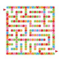 abstraktes farbiges quadratisches Labyrinth. ein interessantes Spiel für Kinder und Jugendliche. einfache flache Vektorillustration lokalisiert auf weißem Hintergrund. vektor