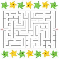 rechteckiges Labyrinth mit Cartoon-Sternen an den Seiten. ein interessantes Spiel für Kinder. einfache flache Vektorillustration lokalisiert auf weißem Hintergrund. vektor