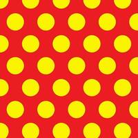 modern einfach abstrakt Gelb Farbe groß Kreis Polka Punkt kreativ geometrisch Vektor Muster auf rot Farbe Hintergrund