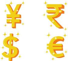 kostenlos Vektor einstellen von Münzen Yen Euro Rupie Dollar Gold Münzen Vektor
