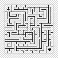 ein quadratisches Labyrinth mit schwarzem Strich. ein interessantes Spiel für Kinder und Erwachsene. eine einfache flache vektorillustration lokalisiert auf einem transparenten hintergrund. vektor