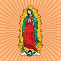 hand dragen realistisk vektor illustration av dia de la jungfru de guadalupe