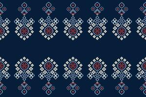 ethnisch geometrisch Stoff Muster Kreuz Stich.ikat Stickerei ethnisch orientalisch Pixel Muster Blau Hintergrund. abstrakt, vektor, illustration. Textur, Kleidung, Rahmen, Dekoration, Motive, Seide, Tapete. vektor