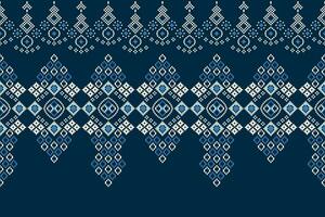 ethnisch geometrisch Stoff Muster Kreuz Stich.ikat Stickerei ethnisch orientalisch Pixel Muster Blau Hintergrund. abstrakt, vektor, illustration. Textur, Kleidung, Rahmen, Dekoration, Motive, Seide, Tapete. vektor