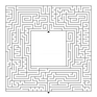 ein riesiges quadratisches Labyrinth mit Ein- und Ausgang. einfache flache Vektorillustration lokalisiert auf weißem Hintergrund. mit Platz für deine Zeichnungen vektor