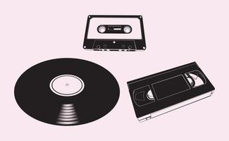 Vintage-Audio-Video-Medienillustrationen vektor