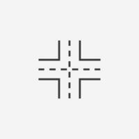 genomskärning, väg, rutt, skiljeväg ikon vektor symbol