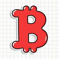 süß Bitcoin Zeichen Aufkleber Charakter. Vektor Hand gezeichnet Karikatur kawaii Charakter Illustration Symbol. Spaß Bitcoin Zeichen Aufkleber Charakter Konzept