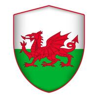 Wales Flagge im Schild Form. Vektor Illustration.
