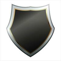 skydda ikon med skinande metall ram. svart skydd, säkerhet och försvar symbol. medeltida design element. vektor skydda ikon