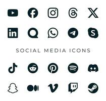 20 mest känd social media ikon uppsättning vektor
