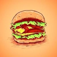 vintage burger vektor illustration