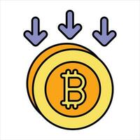 Bitcoin Nieder Farbe Gliederung Symbol Design Stil vektor