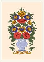 indisch Mogul Blume Motiv Hintergrund Grenze, nahtlos Blumen- Mauer Muster von das Mogul Epoche, Mogul traditionell bunt Bogen Tor Vektor Muster,