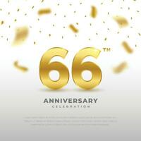 66 .. Jahrestag Feier mit Gold funkeln Farbe und schwarz Hintergrund. Vektor Design zum Feierlichkeiten, Einladung Karten und Gruß Karten.