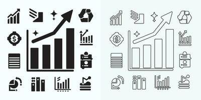 wachsend Graph Symbol Satz, Bar Diagramm Symbol, Infografik, Wucherungen Diagramm Sammlung zum Geschäft Verbesserung Analytik, Diagramm Symbol, finanziell profitieren Diagramm Bar Vektor Illustration