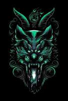 satanische wolf t-shirt illustration vektor