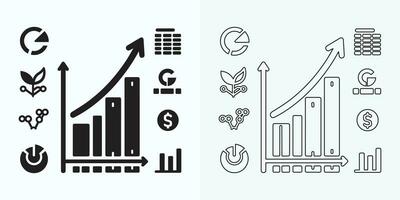 wachsend Graph Symbol Satz, Bar Diagramm Symbol, Infografik, Wucherungen Diagramm Sammlung zum Geschäft Verbesserung Analytik, Diagramm Symbol, finanziell profitieren Diagramm Bar Vektor Illustration