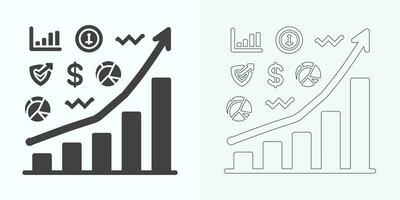 wachsend Graph Symbol Satz, Bar Diagramm Symbol, Infografik, Wucherungen Diagramm Sammlung zum Geschäft Verbesserung Analytik, Diagramm Symbol, finanziell profitieren Diagramm Bar Vektor Illustration