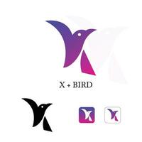 x brev med fågel kreativ logotyp design vektor