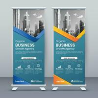 Geschäft rollen oben Satz. standee Design. modern Ausstellung Werbung Banner Vorlage, abstrakt Blau geometrisch Dreieck Hintergrund Vektor, Flyer, Präsentation, Flugblatt, rollen oben Banner, Stand Poster vektor