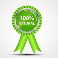 100 natürliches grünes Etikett isoliert auf weiss. vektor