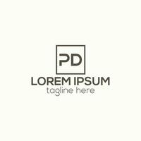 första brev pd eller dp logotyp design med skugga lutning Färg vektor mall