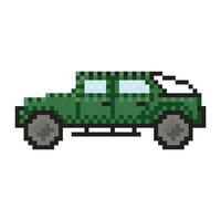 illustration av grön sUV bil i pixel konst stil vektor