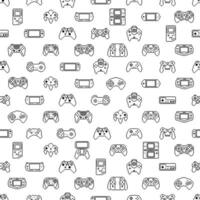 Video Spiel Regler Hintergrund Gadgets und Geräte nahtlos Muster Vektor Pixel Kunst Stil