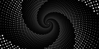 virvlande radiell bakgrund. svart och vit halvton prickad bakgrund pop- konst täcka över textur. vektor