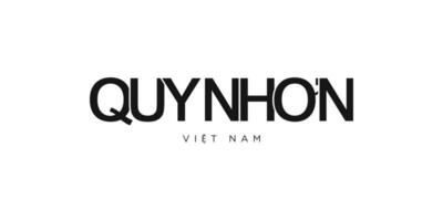 quy nhon i de vietnam emblem. de design funktioner en geometrisk stil, vektor illustration med djärv typografi i en modern font. de grafisk slogan text.