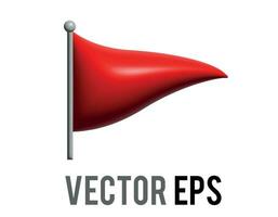vektor isolerat vektor triangel- lutning röd flagga 3d ikon med silver- Pol
