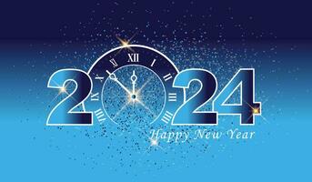 Lycklig ny år 2024, ny år hälsning kort, ny år lysande bakgrund vektor