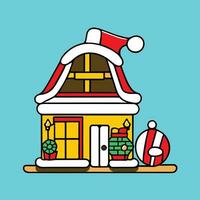 ein Karikatur Haus mit ein Santa Hut auf oben vektor