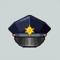 Pixel Kunst Illustration Polizei Hut. pixelig Hut. Sicherheit Polizei Hut pixelig zum das Pixel Kunst Spiel und Symbol zum Webseite und Video Spiel. alt Schule retro. vektor