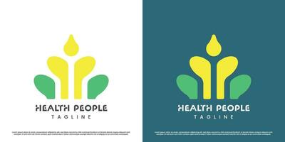 Gesundheit Familie Logo Design Illustration. das Bild von ein Familie von gesund Menschen, Übung, Körper Immunität, Gesundheitspflege, Ernährung zum das Seele. subtil geometrisch minimalistisch einfach eben Symbol Symbol. vektor