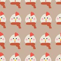 sömlös mönster av kycklingar bär söt tecknad serie halsdukar. söt tapet för gåva omslag papper, textil, färgrik vektor för barn, platt stil