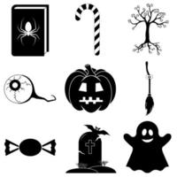 Satz beängstigender Halloween-Symbole im flachen Stil für das Web vektor