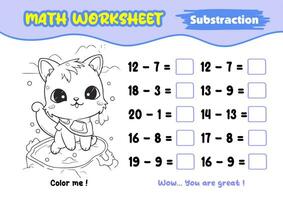 Mathematik Arbeitsblätter zum früh Kindheit mit interessant Färbung Bilder vektor