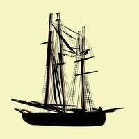 fartyg båt miniatyr- fartyg gammal årgång segelbåt souvenir hav frakt resa med vit bakgrund. vektor