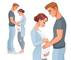 glückliches schwangeres Paar erwartet Babyvektorillustration vektor