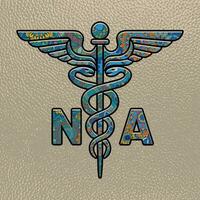 na sjuksköterska, medicinsk symbol caduceus sjuksköterska praktiker na vektor, färg medicinsk symbol med na text, caduceus symbol, na sjuksköterska mandela design vektor