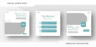 skönhet och spa hudvård smink salong fyrkant baner samling fyrkant flygblad mall design. proffs vektor