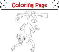 süß und glücklich Lemur Färbung Seite zum Kinder vektor