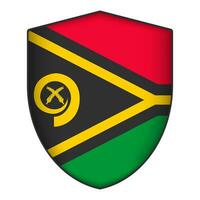 Vanuatu Flagge im Schild Form. Vektor Illustration.