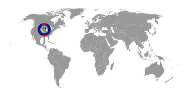 Pin-Karte mit Belize-Flagge auf der Weltkarte. Vektor-Illustration. vektor