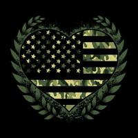 amerikan flagga hjärta med en laurel krans vektor